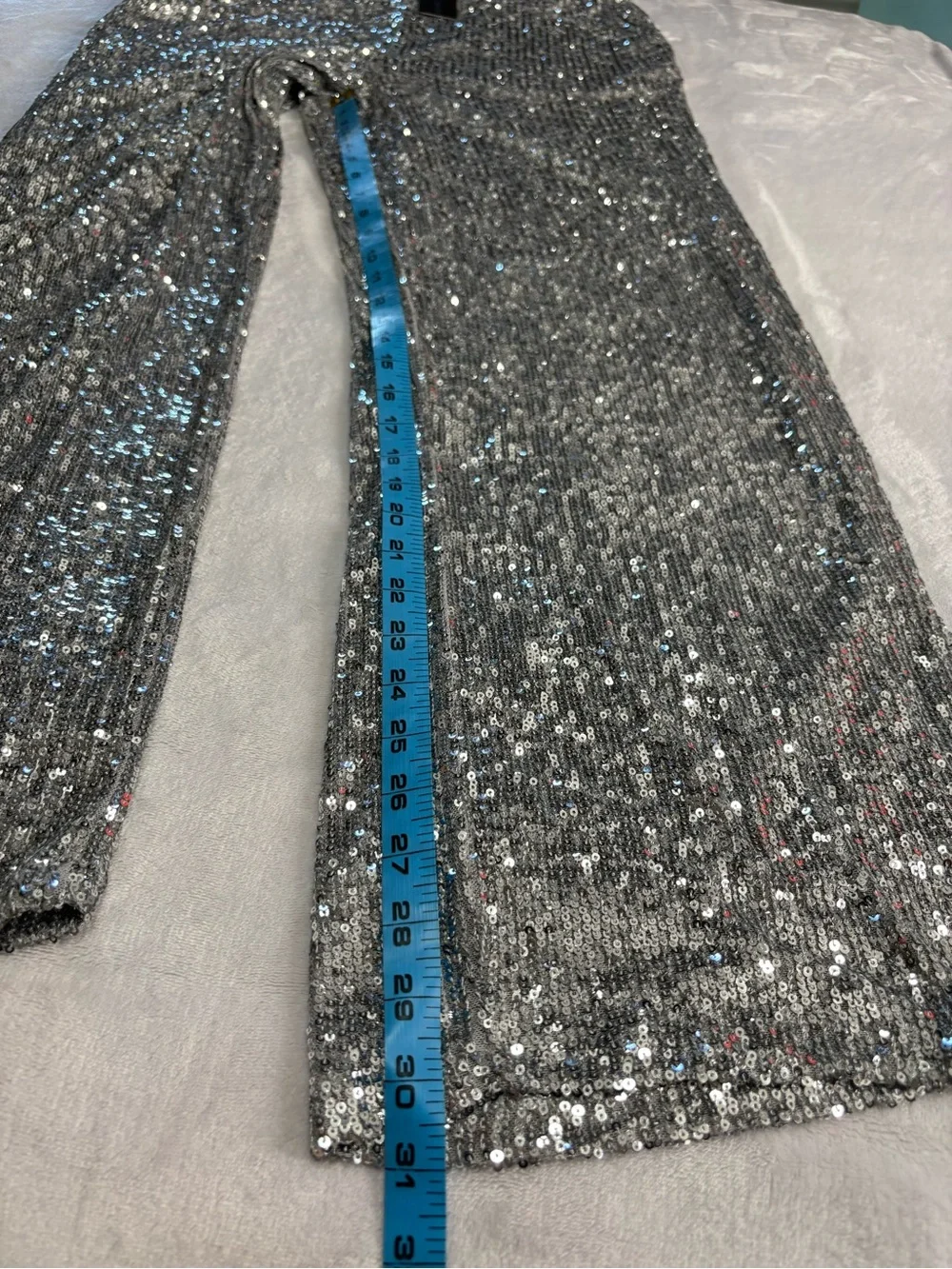 NWT Cable & Gauge Silver Sequin Wide Leg Lined Party Dress Pants Large - Picture 9 of 16